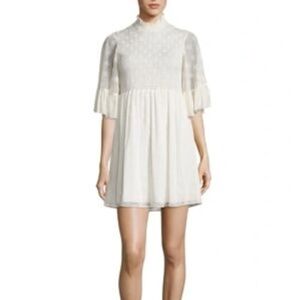 McQ by Alexander McQueen smocked polka dot tulle mini dress Ivory 44